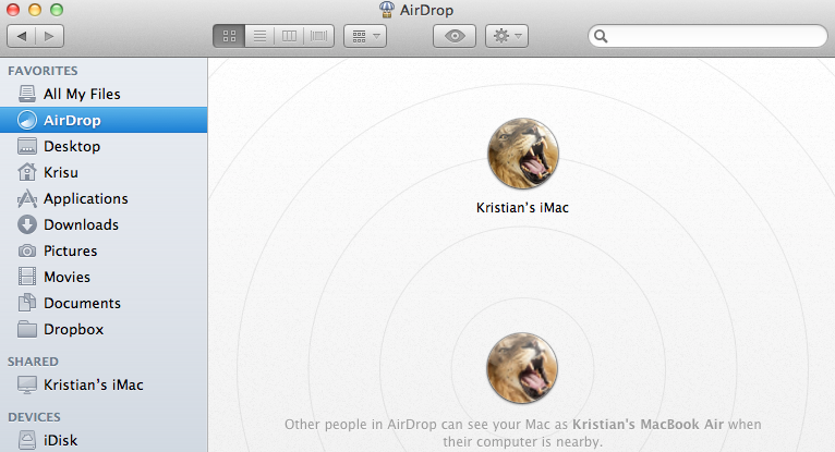 where can i find how my mac is known for air drop